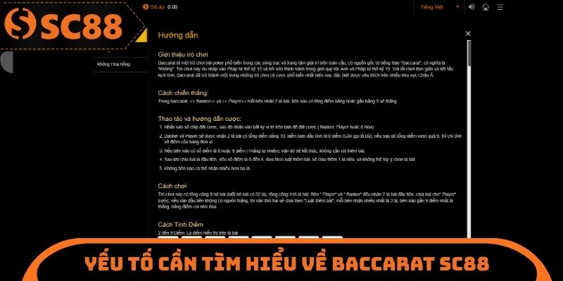 Yếu tố cần tìm hiểu về Baccarat SC88